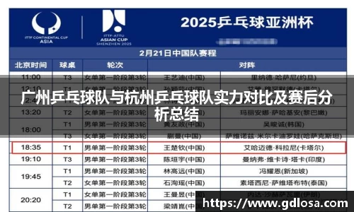 广州乒乓球队与杭州乒乓球队实力对比及赛后分析总结